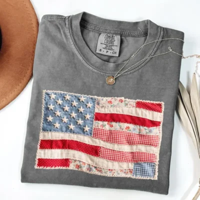 Alternative view of Comfort Colors USA Flag Tee – Retro 4th of July Shirt